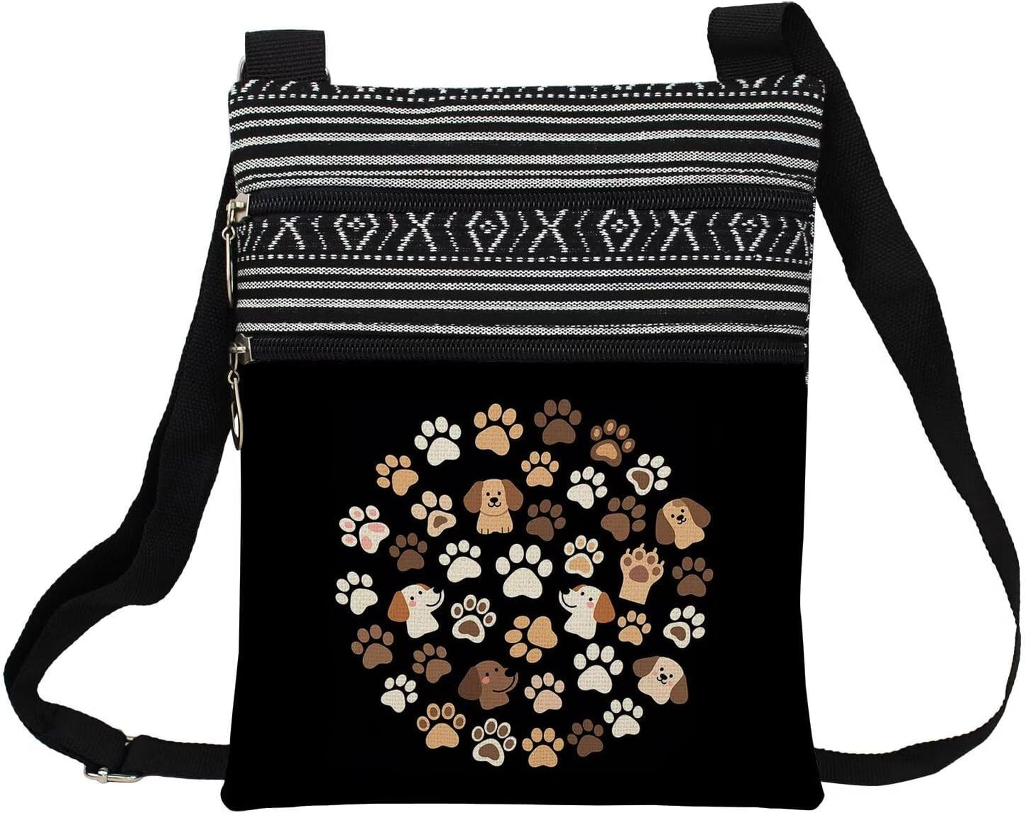 Dog Claw Sling Crossbody Bag. Adjustable Strap Shoulder Purse with Zipper