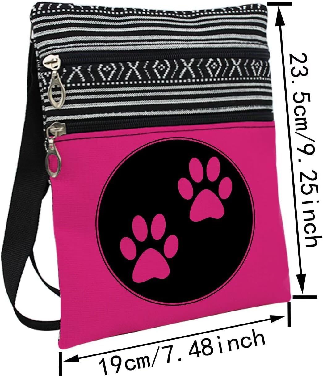 Dog Claw Sling Crossbody Bag. Adjustable Strap Shoulder Purse with Zipper