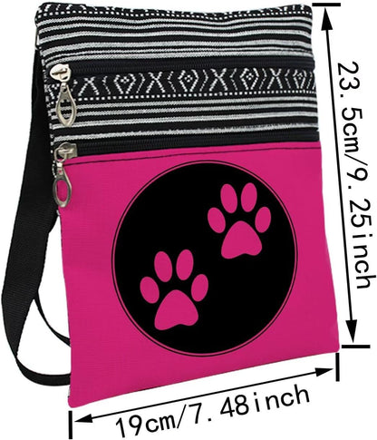 Dog Claw Sling Crossbody Bag. Adjustable Strap Shoulder Purse with Zipper
