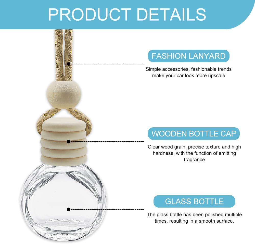 8ml Empty Glass Auto Oil Perfume Aromatherapy Diffuser Charms