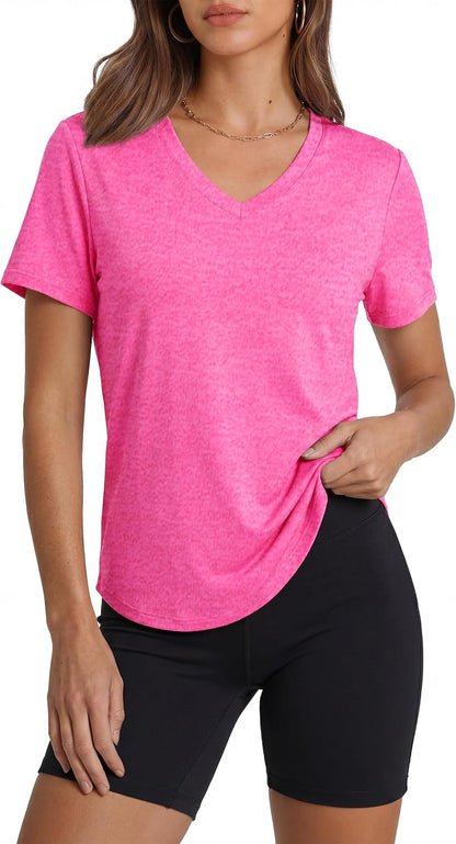 Womens Sun Protection Pilates Outfits Athletic Tops for Running Gym Tee