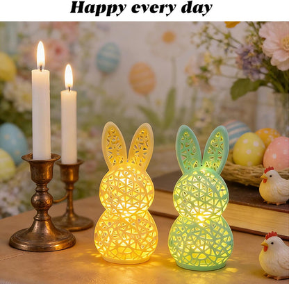 Easter Lamp Bunny Night Light Figurine 3D Printed LED Hollow Out Rabbit Lamp