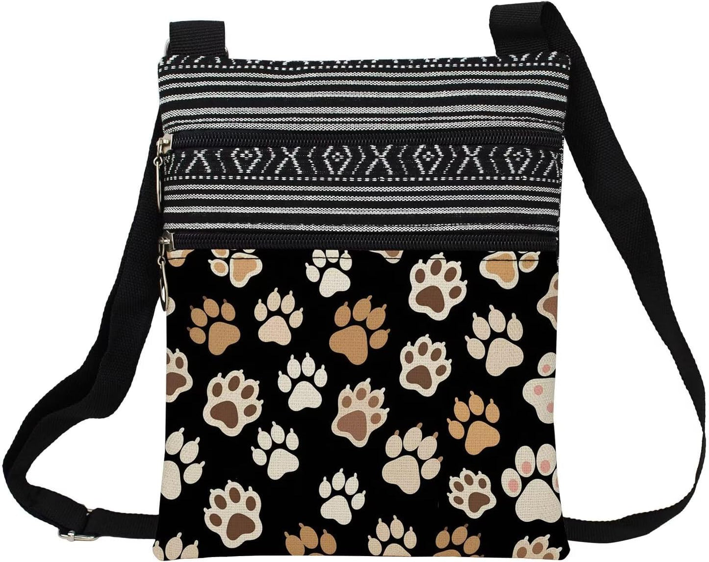 Dog Claw Sling Crossbody Bag. Adjustable Strap Shoulder Purse with Zipper