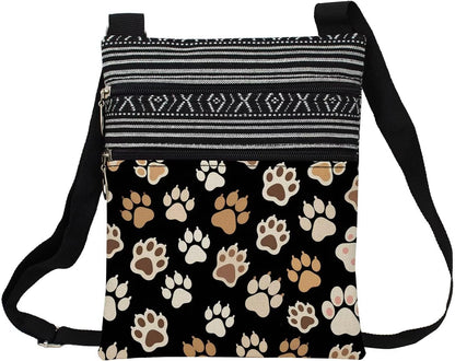 Dog Claw Sling Crossbody Bag. Adjustable Strap Shoulder Purse with Zipper