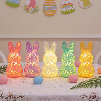 Easter Lamp Bunny Night Light Figurine 3D Printed LED Hollow Out Rabbit Lamp