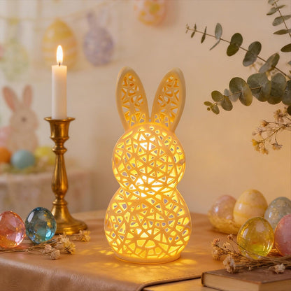 Easter Lamp Bunny Night Light Figurine 3D Printed LED Hollow Out Rabbit Lamp