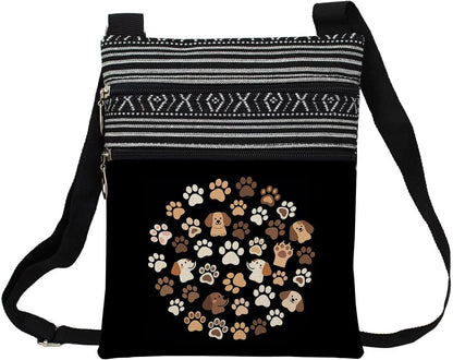 Dog Claw Sling Crossbody Bag. Adjustable Strap Shoulder Purse with Zipper
