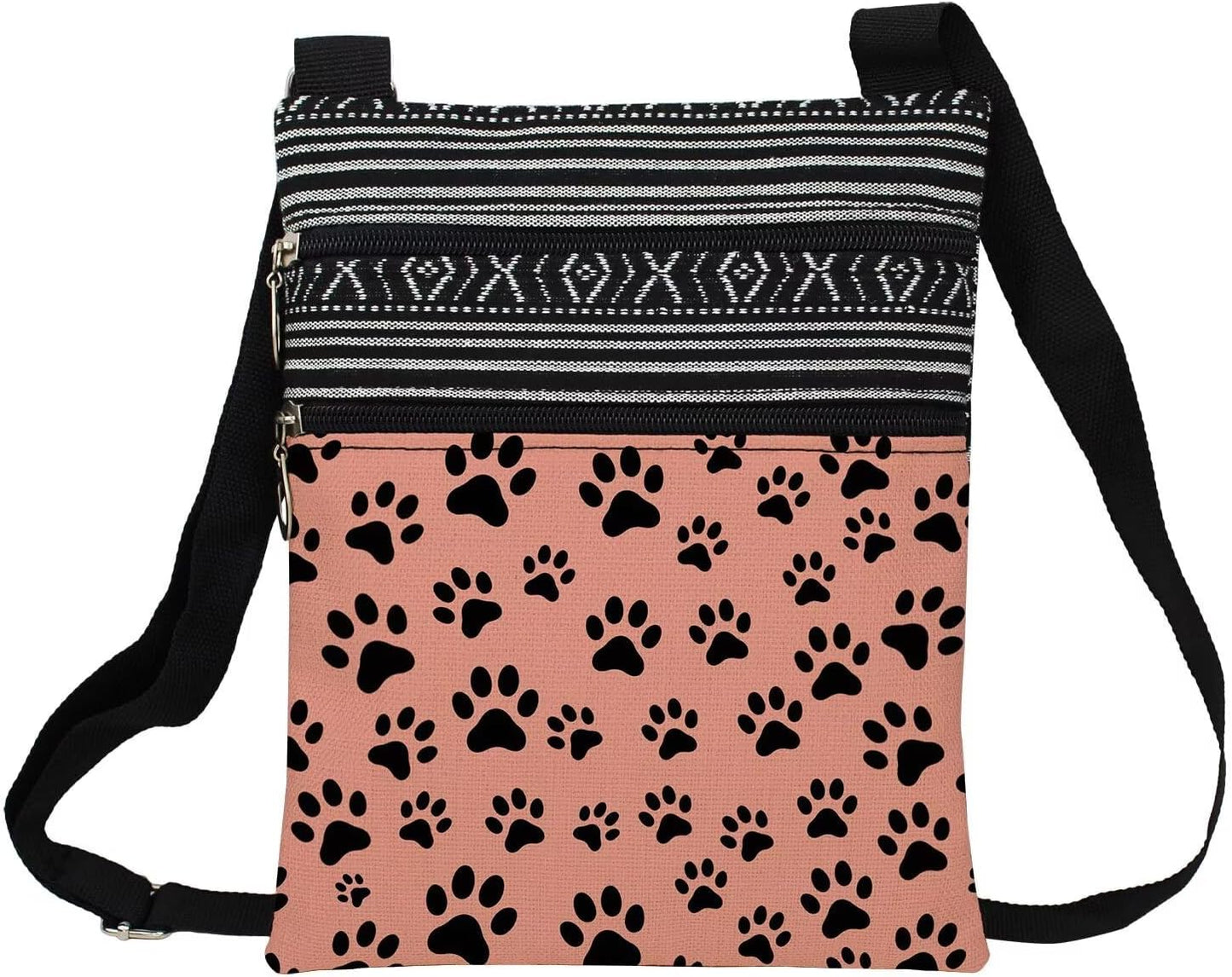 Dog Claw Sling Crossbody Bag. Adjustable Strap Shoulder Purse with Zipper