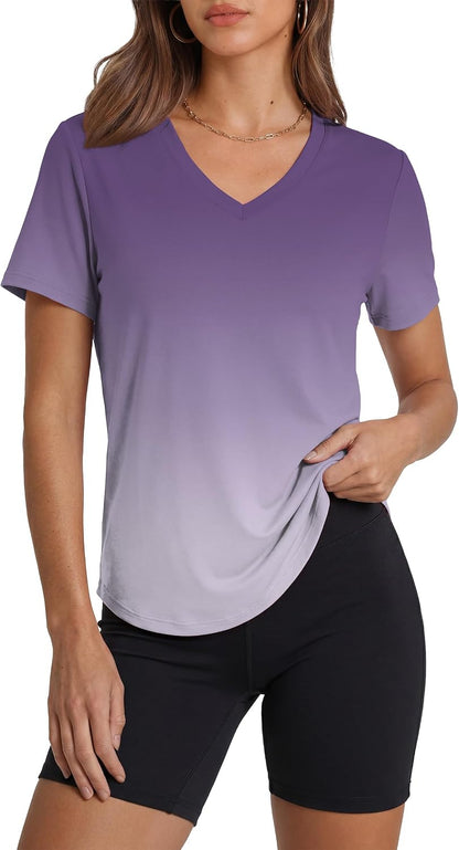 Womens Sun Protection Pilates Outfits Athletic Tops for Running Gym Tee