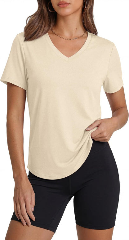 Womens Sun Protection Pilates Outfits Athletic Tops for Running Gym Tee