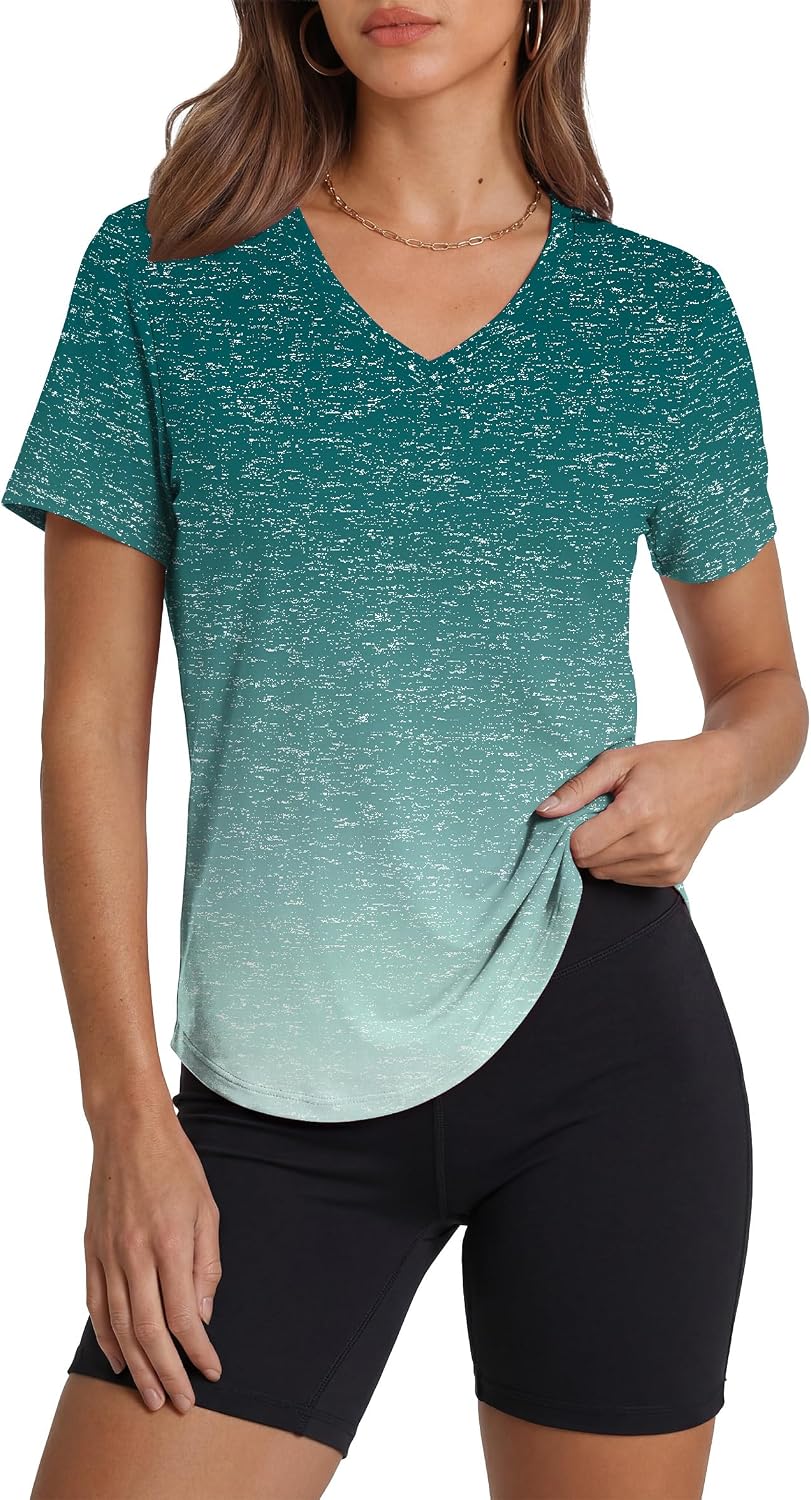 Womens Sun Protection Pilates Outfits Athletic Tops for Running Gym Tee