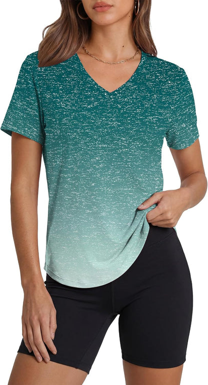 Womens Sun Protection Pilates Outfits Athletic Tops for Running Gym Tee