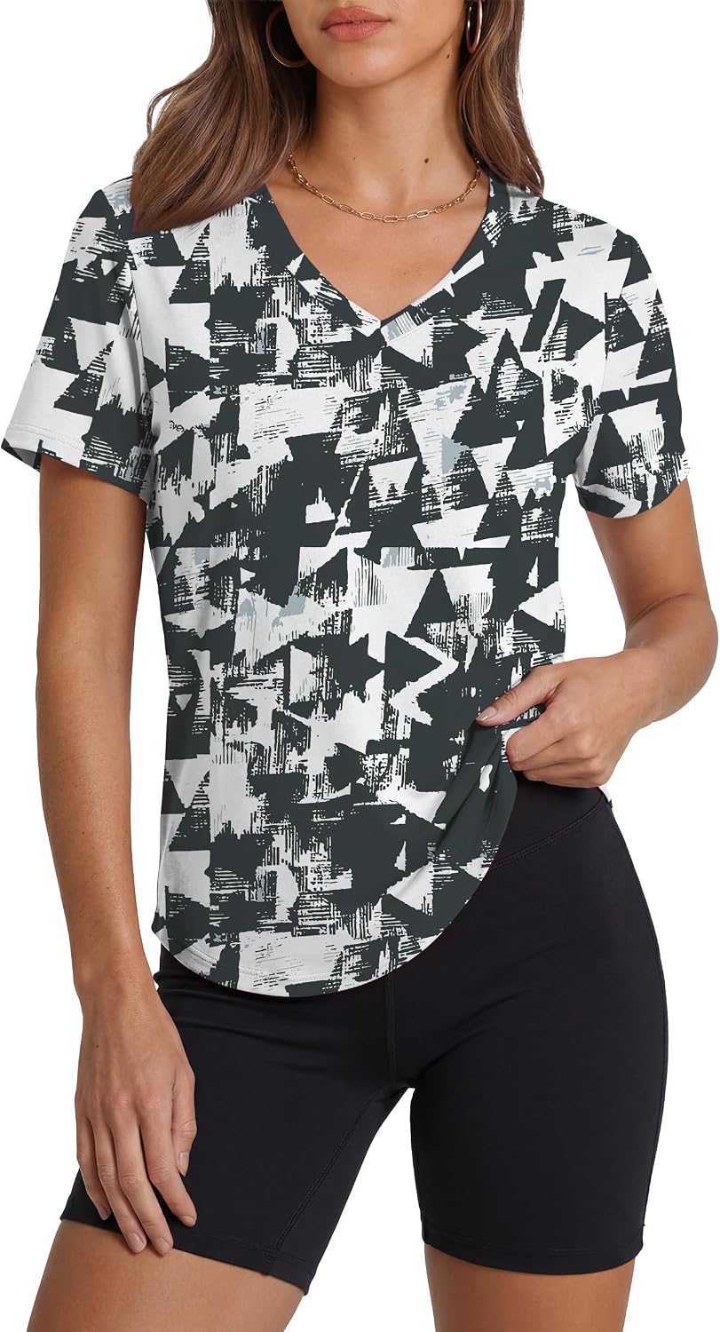 Womens Sun Protection Pilates Outfits Athletic Tops for Running Gym Tee