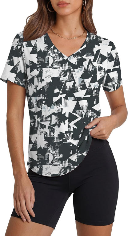 Womens Sun Protection Pilates Outfits Athletic Tops for Running Gym Tee
