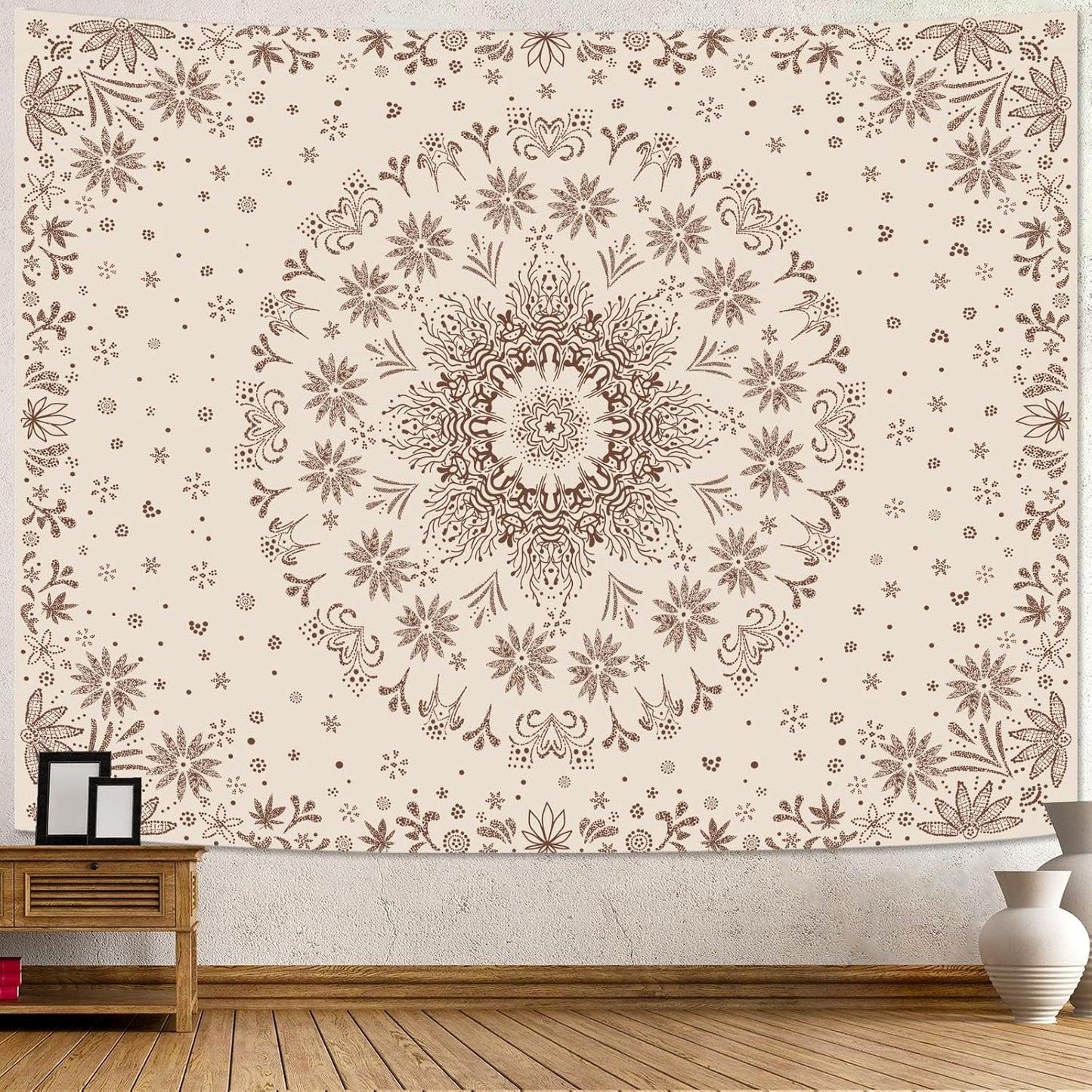 Boho Floral Mandala Tapestry Wall Hanging Bohemian Flower Medallion Tapestr