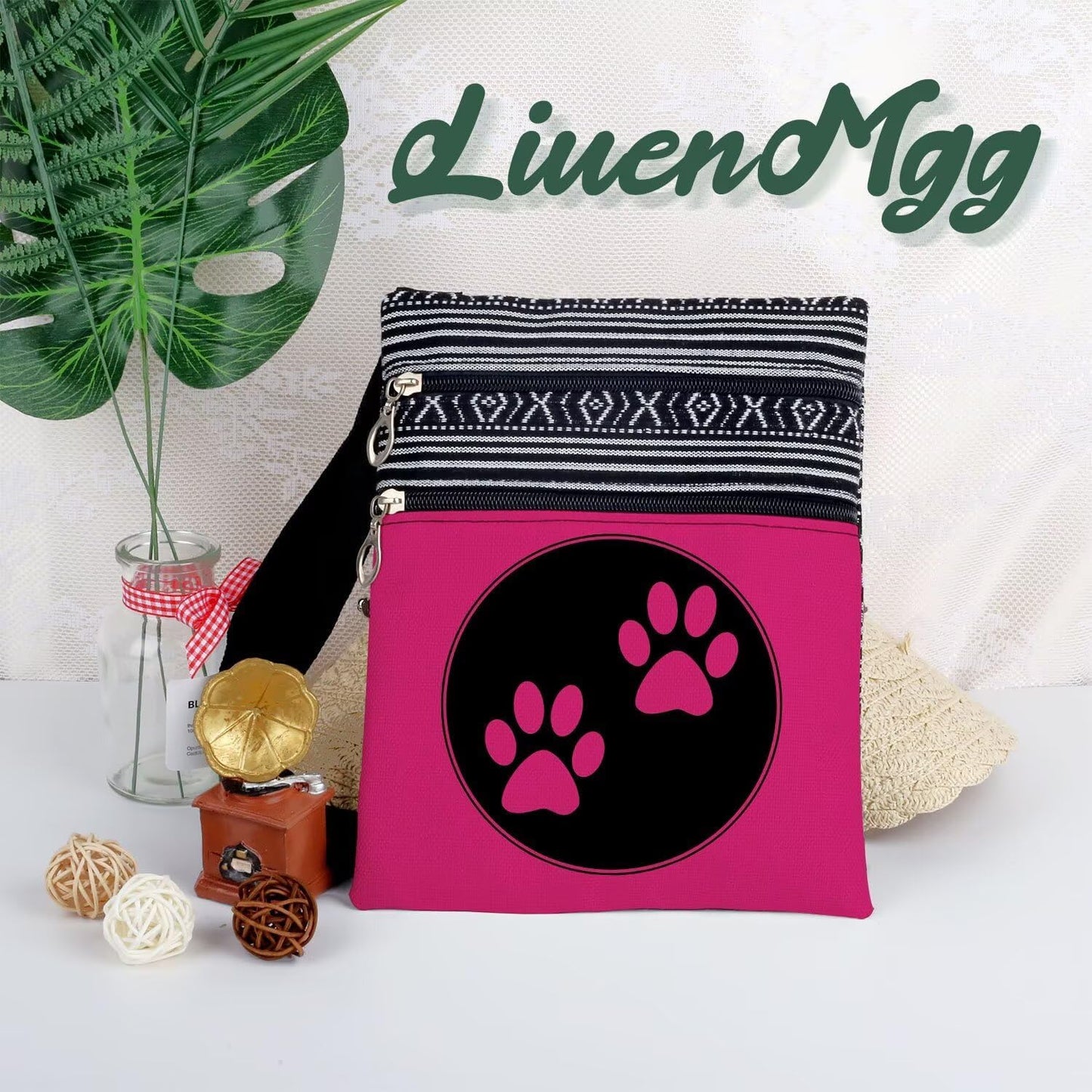 Dog Claw Sling Crossbody Bag. Adjustable Strap Shoulder Purse with Zipper