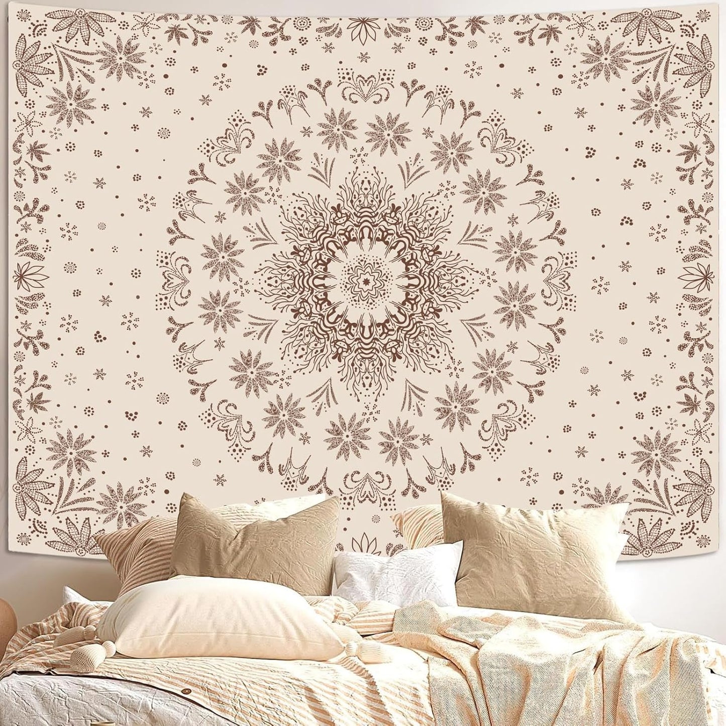 Boho Floral Mandala Tapestry Wall Hanging Bohemian Flower Medallion Tapestr