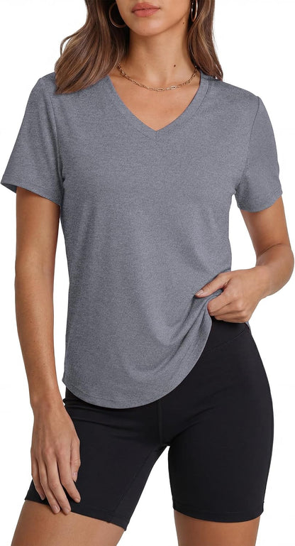Womens Sun Protection Pilates Outfits Athletic Tops for Running Gym Tee