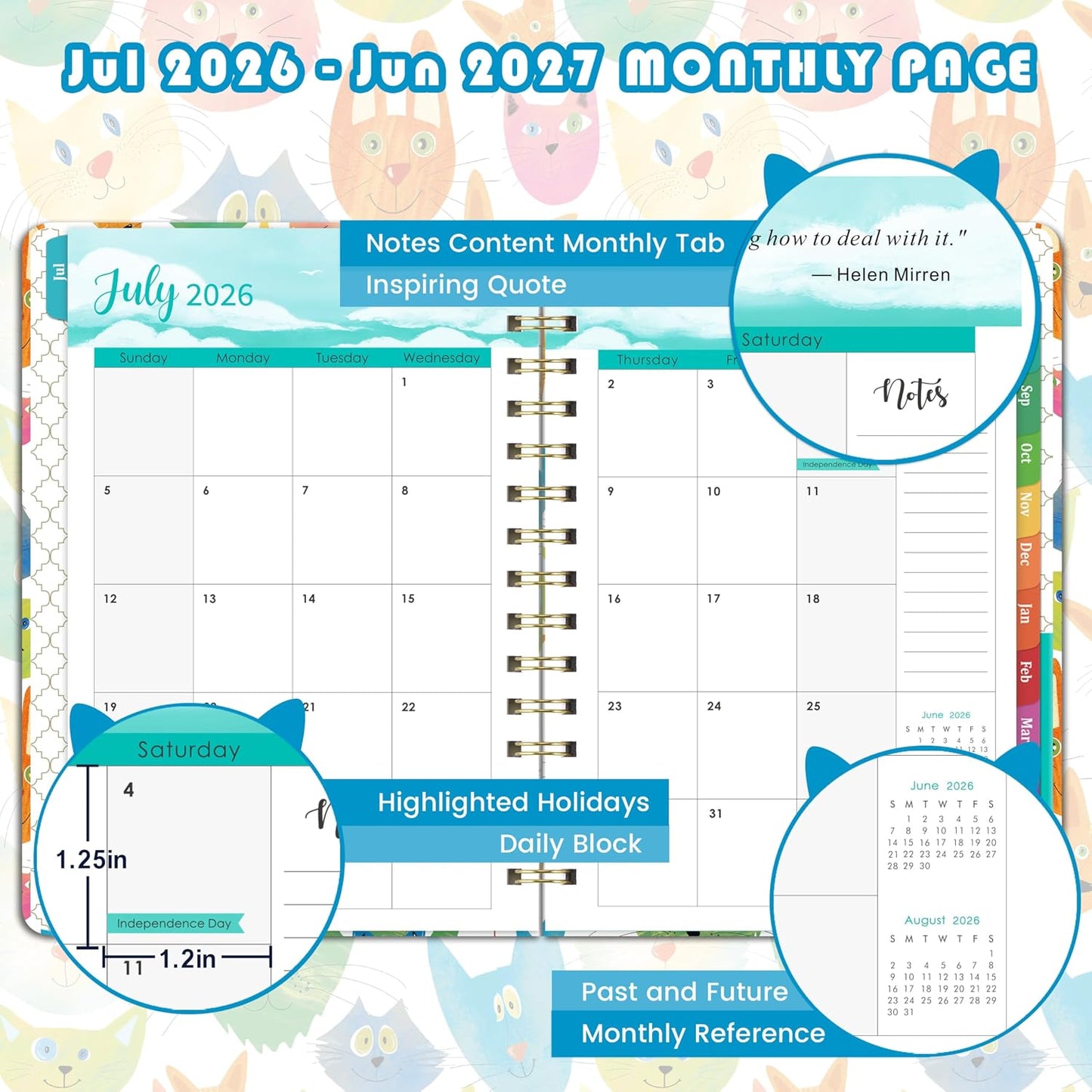 Planner Weekly and Monthly | 12 Month Planner Weekly & Monthly with Colourful Tabs