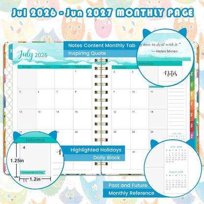 Planner Weekly and Monthly | 12 Month Planner Weekly & Monthly with Colourful Tabs