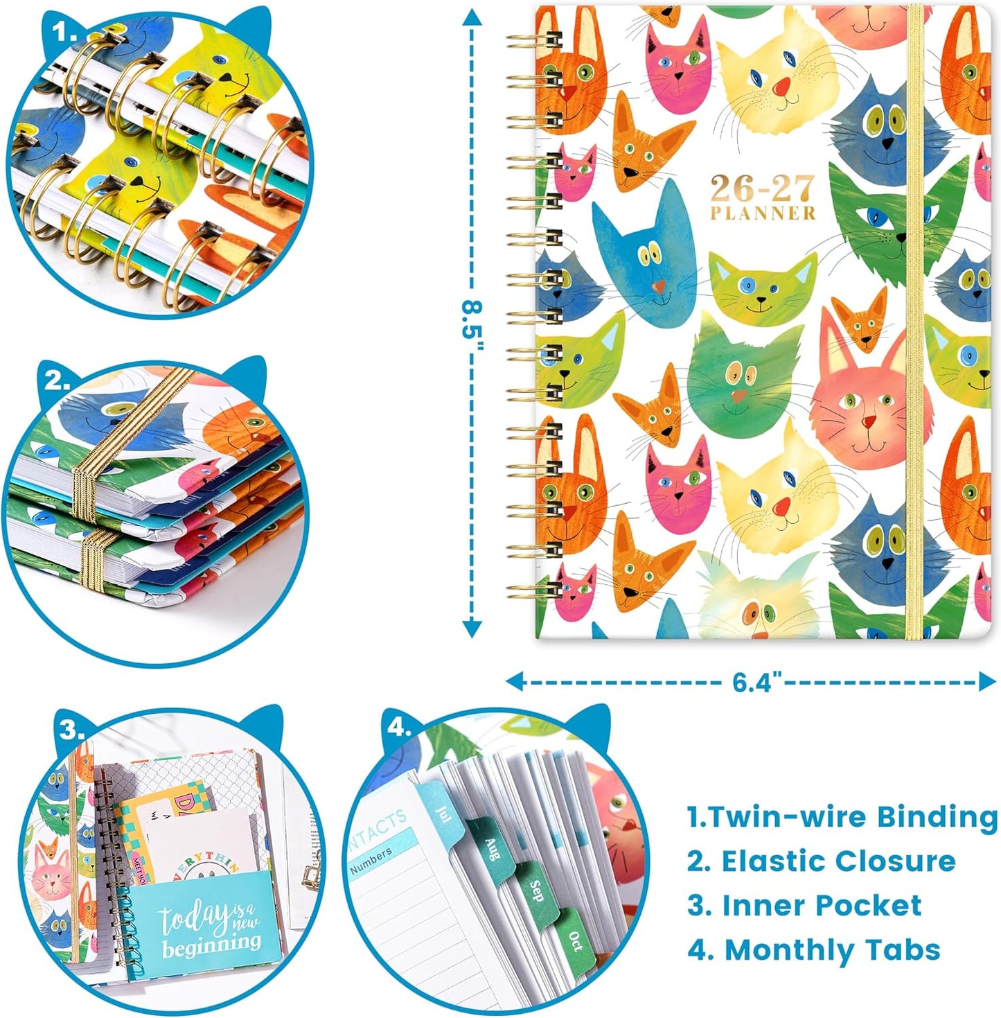 Planner Weekly and Monthly | 12 Month Planner Weekly & Monthly with Colourful Tabs