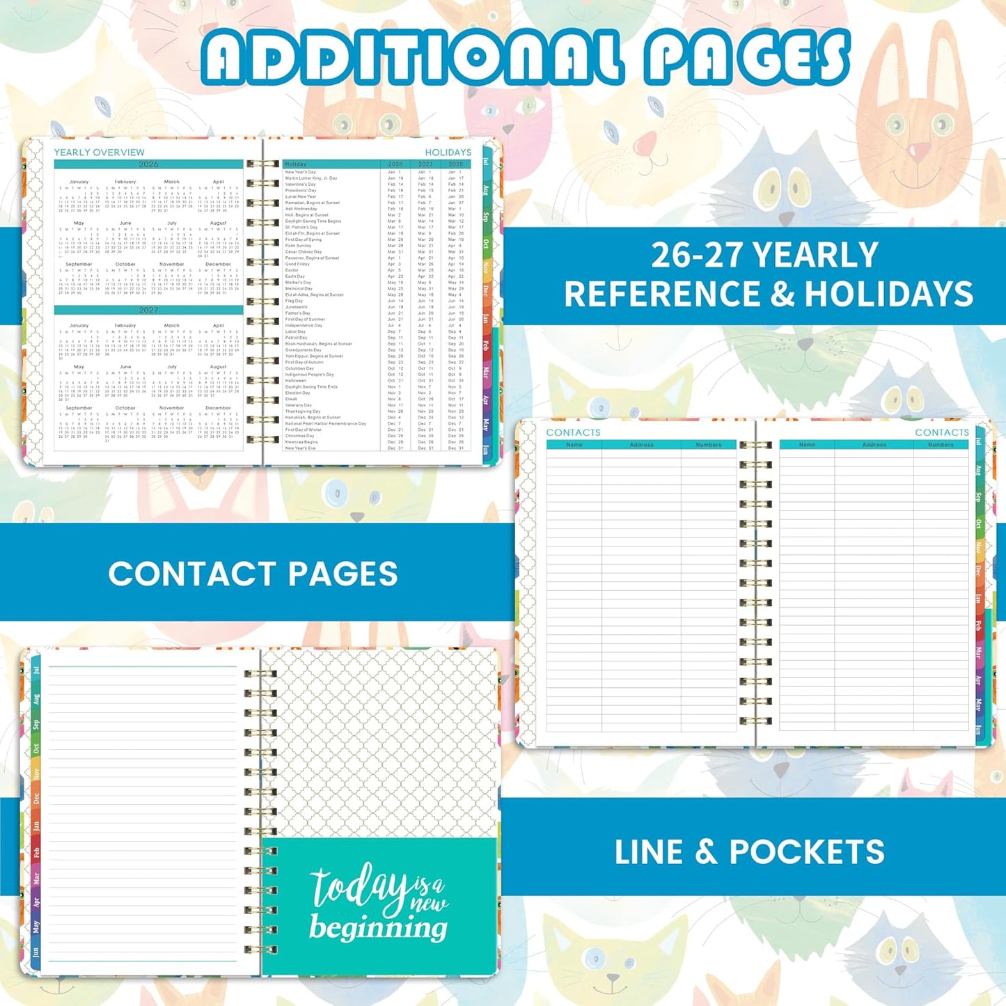 Planner Weekly and Monthly | 12 Month Planner Weekly & Monthly with Colourful Tabs